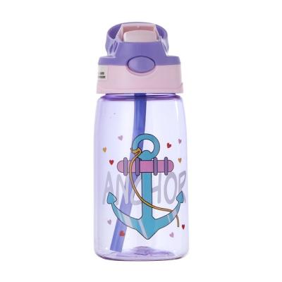 China Poity Promotional 16oz Kids Cute Plastic Drinking Water Bottle Insulated Cup With Lid And Straw Bpa Free for sale