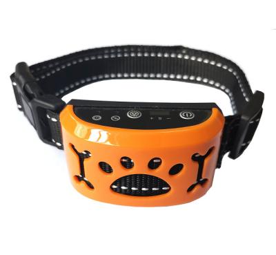 China Paw Decoration Battery Operated Electric Viable Colorful Faceplate Durable Dog Training Collar Shock No No Anti Bark Stop Collar for sale