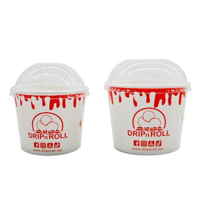 China Factory HARD AND THICK Ice Cream Cup with Lid and Spoon 200ml Paper Cup for Ice Cream Yogurt for sale