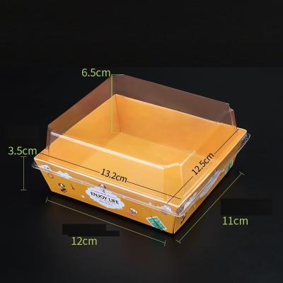 China HARD AND THICK LID PET Lid Disposable Factory Takeout Food Container Kraft Paper Food Box With Lid for sale