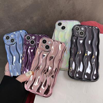 China Solid Color Texture Waterproof Wavy Phone Case For iPhone 14 Pro 11 12 13 Pro Max Max Camera Protection Shockproof Soft TPU Cover Case for sale