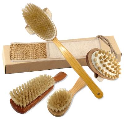 China All Natural Premium FSC Quality Bath Body Brush Set With Shower And Facial Brush Cellulite Sweep Sisal Bath Strap for sale