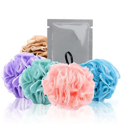 China All Natural Promotional Custom Option 30~85G Loofah Sponge Ball Body Scrubber Super Soft Dense Sturdy Bath Mesh Sponge Natural for sale