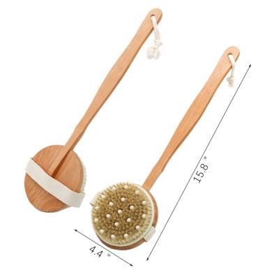 China All Natural Hot Amazon Rotated Long Handle Body Bath Brush Massager Brush For Body With Removable Head for sale