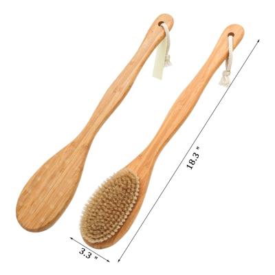 China All Natural Eco-Friendly Handle Long Body Free Sample FSC Bamboo Bath Brush Customize Natural Bristle Body Brush for sale