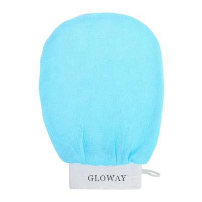 China Exfoliate Customized Color Body Scrubber Peeling Bath Glove Blue Slime Fiber Exfoliating Body Gloves For Dead Skin Cell Remover for sale