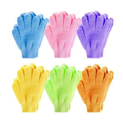 China Exfoliate BSCI Custom Pair Body Wash Scrubber Glove Nylon Shower Gloves Exfoliating Skin Bath Exfoliating Gloves For Spa Massage for sale