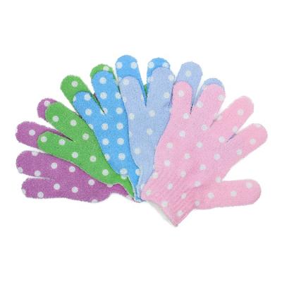 China Exfoliating Bath Accessories Customized 5 Fingers Dot Custom Exfoliating Gloves Nylon Bath Shower Scrub Gloves For Body Exfoliating Cleaning for sale