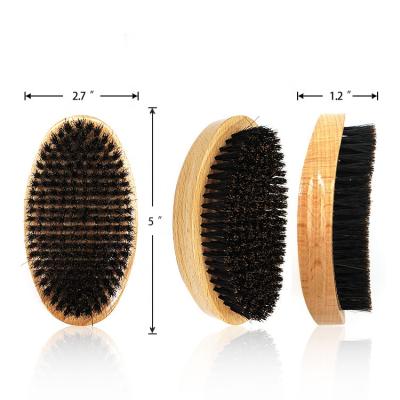 China Soft But Stiffness Natural Hair BSCI Factory Custom LOGO And 100% Natural Wave Boar Hair Premium Curved Wrapping Beard Brush For Men for sale