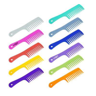 China Customized Logo Large Shower Detangling Tooth Plastic Wide Comb Home Various Colors Anti Static Hair Combs for sale