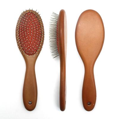 China BSCI FSC Logo Oval Shape Wood Cushion Nondisposable Hairbrush Custom Metal Pins Hair Brush for sale