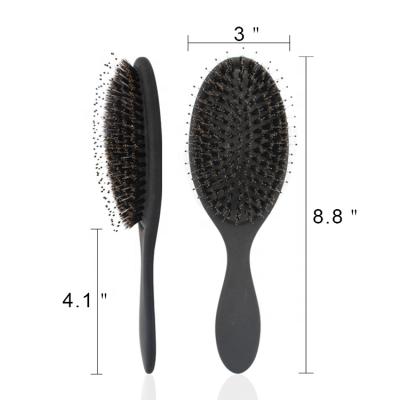 China LOGO Printing Custom Black Anti Static Nondisposable Hair Brush Boars Hair Brush For Improve Hair Texture for sale