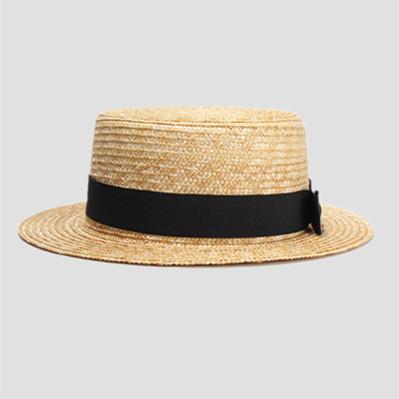 China Promotional Striped Summer Straw Hat Breathable Natural Straw Hat With Bowknot Decoration for sale