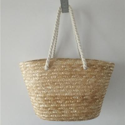 China 100% Eco-friendly Natural Cotton Handles With Natural Wheat Straw Liner Bag Customized Logo for sale