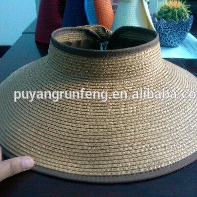 China Summer Folding Straw Sun Beach Handmade Paper Hat Foldable Wide Brim Straw Hat for sale