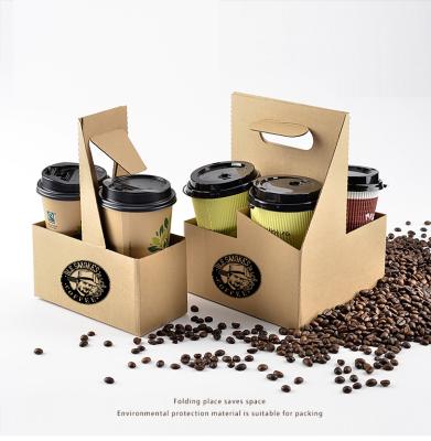 China Eco - Friendly Coffee Paper Cup Holder Take Away Paper Cup Holder Tray for sale