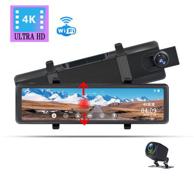 China NIGHT VISION 12 inch touch screen car dvr dual lens dash camera 4k full hd dashcam car with wifi gps rear view mirror dash cam for sale