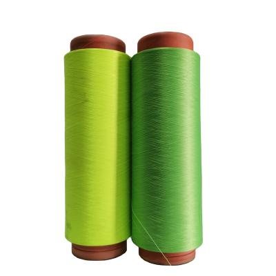 China Anti-bacteria DTY 150D/288F Green Color With GRS Bright Color Stability Microfiber Recycled Polyester Yarns For Crochet Knitting Fabric for sale