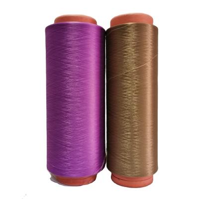 China Gray Anti-Bacteria DTY 75D/36F 800 Hrs Rating High 4 Color Fastness UV Protection Dope Dyed SD NIM Polyester Color Knitting Yarn For T Shirt for sale