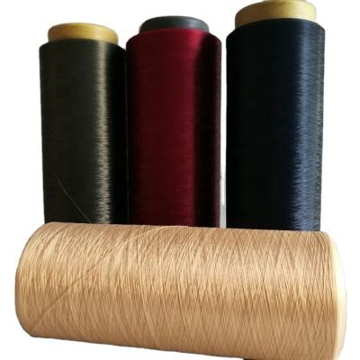 China Anti-deformation DTY 150D/144F Polyester Dope Yarn Beige Anti Bacterial Far Infrared Heating Dye Bright Color Fastness For T-shirt Fabric for sale