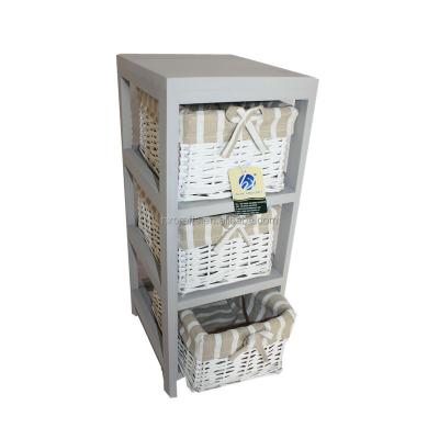 China Eco-Friendly Corner 3 Wicker Basket Slim Storage Cabinet in Gray for sale