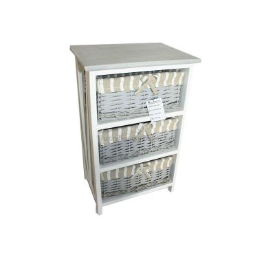 China Modern Versatile Rattan 3 Drawer Basket Storage File Cabinet for sale