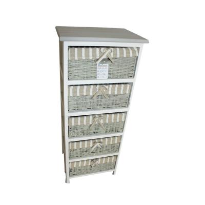 China Foldable Versatile 5 Drawer Wicker Rattan Basket Bathroom Cabinet for sale