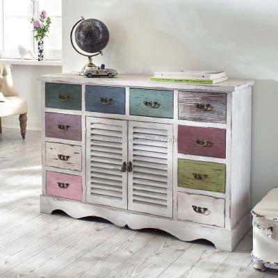 China Kommode rustic wood in shabby chic with 10 drawers / shabby chic cabinet for sale