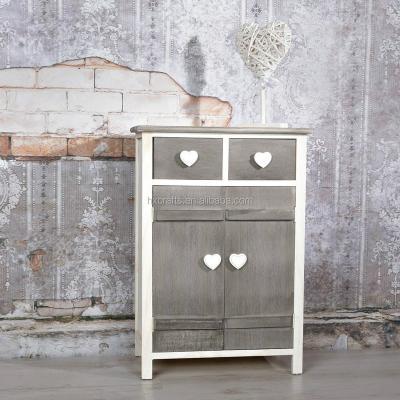 China The shabby gray kommode solid wood wooden cabinet, 1 x Kommode im verspielten design for sale