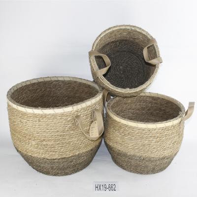 China Rustic Vegetable Plankton Woven Storage Laundry Basket For Dirty Clothes for sale