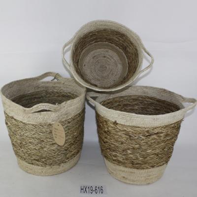 China Rustic Vegetable Plankton Woven Storage Laundry Basket For Dirty Clothes for sale