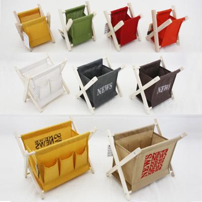 China Folding Magazine Rack Paper Journal Holder Solid Wood Wooden Stand for sale