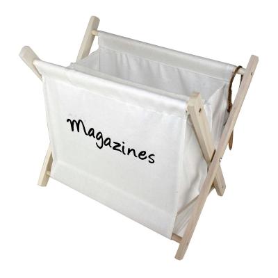 China Classy Small Folding Magazine Rack Newspaper Holder Organizer Floor Solid Wood Wooden Book Stand for sale