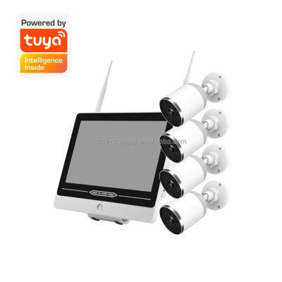 China Human Motion Tracking All In One Bullet IP Camera 1080P 2MP 4CH Tuya Apps LCD Screen Wireless WiFi NVR Outdoor Kits for sale