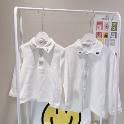 중국 Breathable White Blouse For Girls Tops Peter Pan Handmade Collar Shirts Wholesale Smocked Kids Clothes 판매용