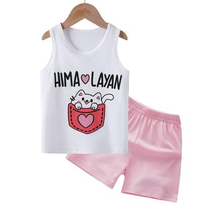 China Breathable Summer Girls Clothes Boys 2pcs Pajamas Kids Clothing Sets Te koop