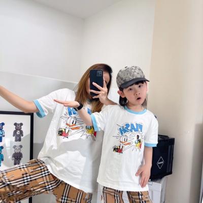 China Hot QUICK DRY style kids short sleeve shirt cartoon duck T-shirt cotton parent-child clothing Te koop