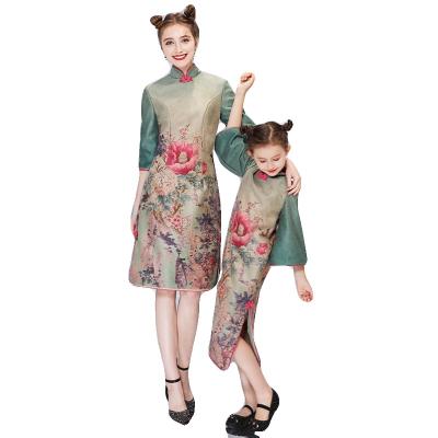 China Parent-child Breathable Dress National Style Improved Dress Cheongsam Dress An Antique Skirt With Gradient Te koop