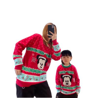 China Breathable Christmas Clothes Parent Child Clothing Cartoon Long Sleeve Round Neck Sweater Kids Children Te koop