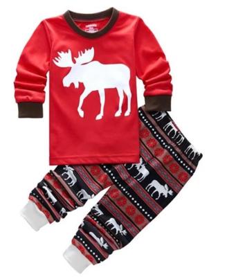 China Children's Breathable Pajamas Set Boys And Girls Pure Cotton Christmas Printing 2 Piece Kids Pajamas Set Te koop