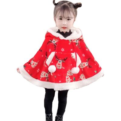 China 2021 new winter children's casual Christmas shawl beautiful girl's cape plush tops for sale