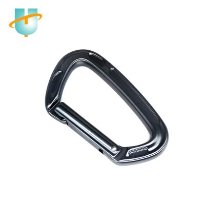 China Black Durable Wear Resistant 2400kg Carabiner, D Ring Aluminum Carabiner For Outdoor Rust Clip Door Activity for sale