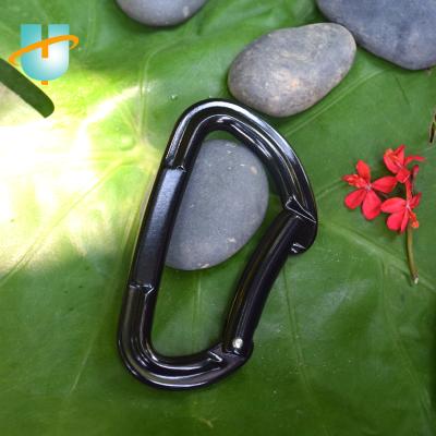 China Custom Logo Black Gold D Ring Seat Belt Accessories Mountaineering 22KN Carabiner Solid-Lock Aluminum Hook for sale