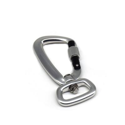 China Retail Industry Wholesale Custom Camping Sling Swivel Carabiner Hook With Screw Lock for sale