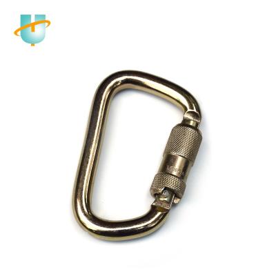 China Safety Carabiner Snap Hook Spring Heavy Industry Auto Lock Carabiner D Type Hook Plated Black Coated for sale