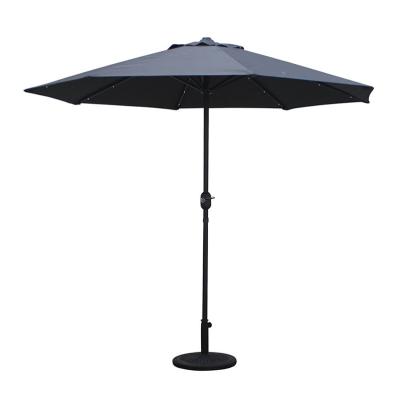 China Mefo modern garden parasol quitasol 10ft aluminum-made black center pole with led lights beach outdoor umbrella for sale