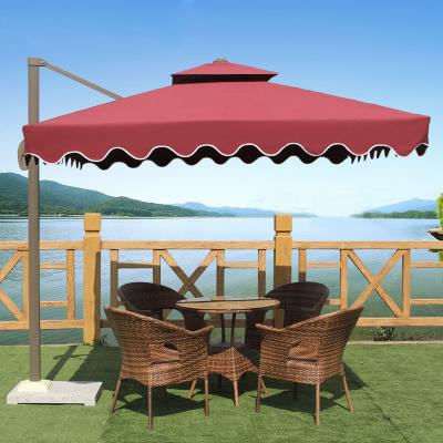 China Mefo Durable Garden Aluminum-made Side Stand Patio Umbrella with Skirts Patio Umbrellas for Garden or Hotel for sale