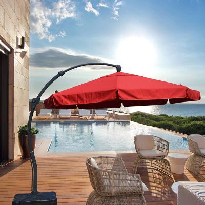 China Mefo Modern Aluminum Garden Sombrilla Quitasol 8/10ft Hand Parasol 360 Degree Rotation Sun Umbrella for Garden or Beach for sale