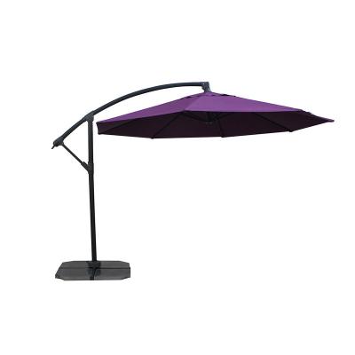 China Mefo Modern Garden 10ft Purple Aluminum-made Hanging Outdoor Umbrella With Foot Rotation for sale