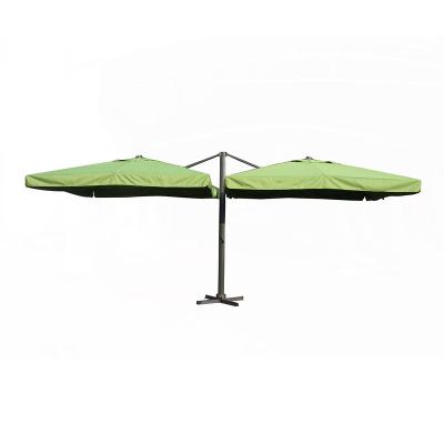 China Mefo Cantilever Umbrella Garden Sombrilla Quitasol 10ft Double Heads Large Parasol Modern Double Canopy Patio for sale